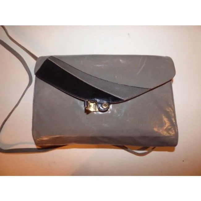 Bally Vintage Pursesdesigner Purses Patent Leather In Shades Of Grey And Black Cross Body Bag