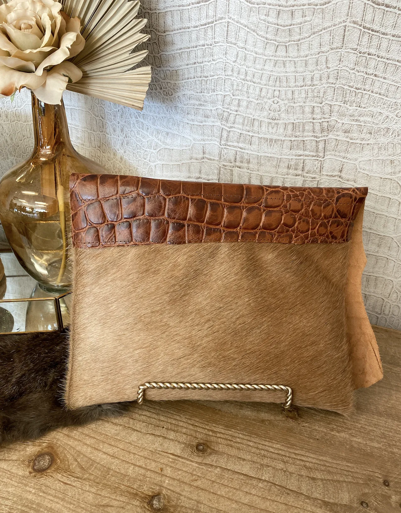 Beige Hide with Sierra Hide Clutch/Crossbody