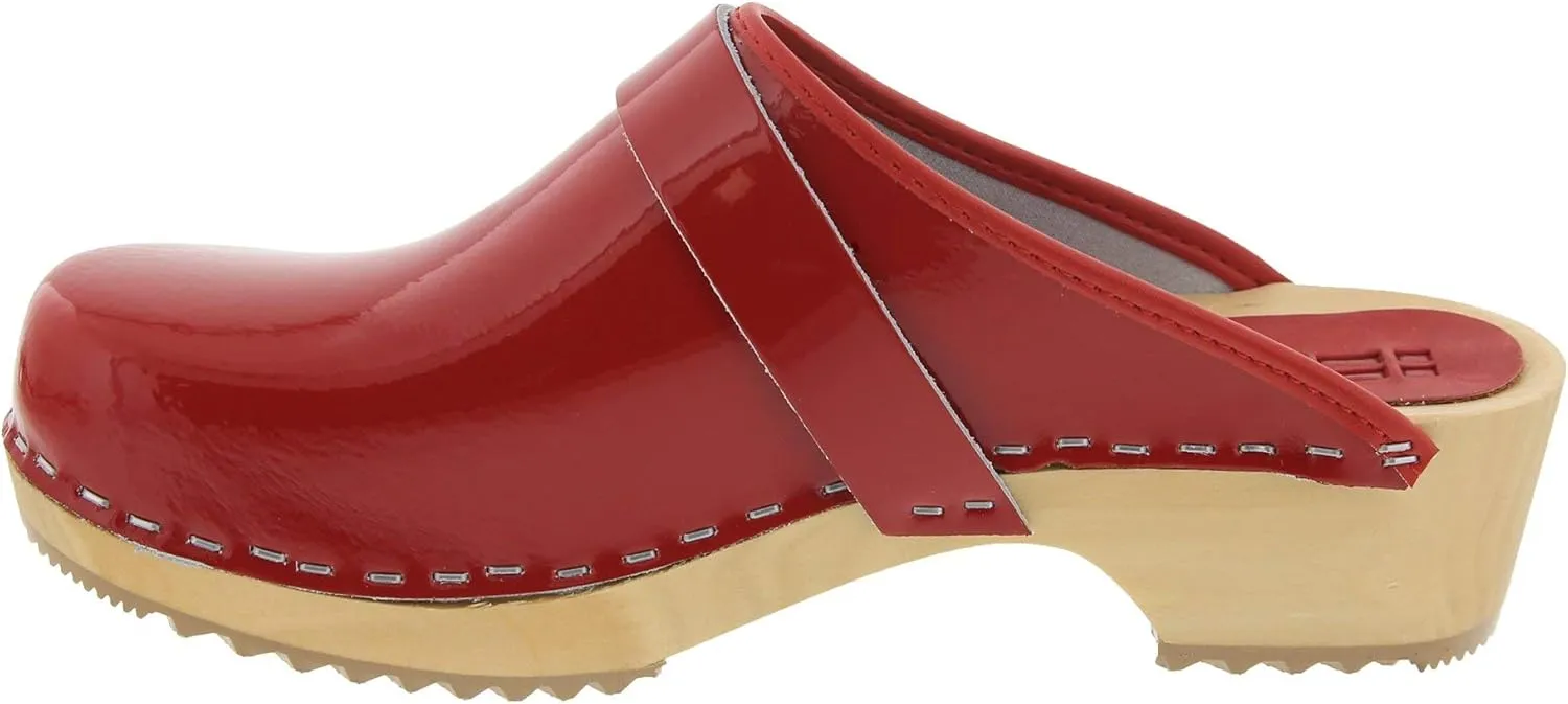 Bjork Maja Wood Open Back Leather Clogs