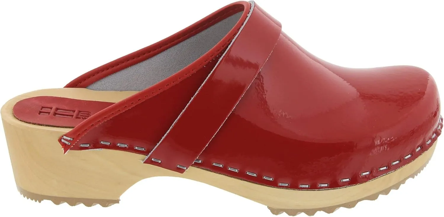 Bjork Maja Wood Open Back Leather Clogs