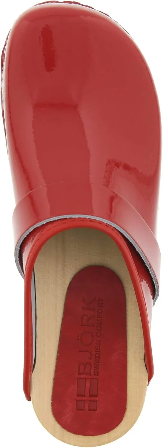 Bjork Maja Wood Open Back Leather Clogs