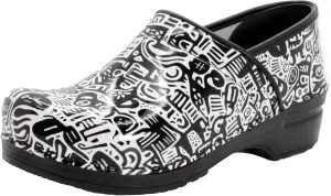 BJORK Swedish Comfort Women's Professional Printed Leather Clogs