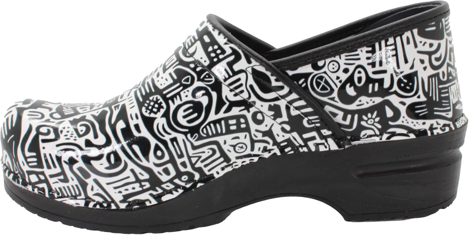 BJORK Swedish Comfort Women's Professional Printed Leather Clogs