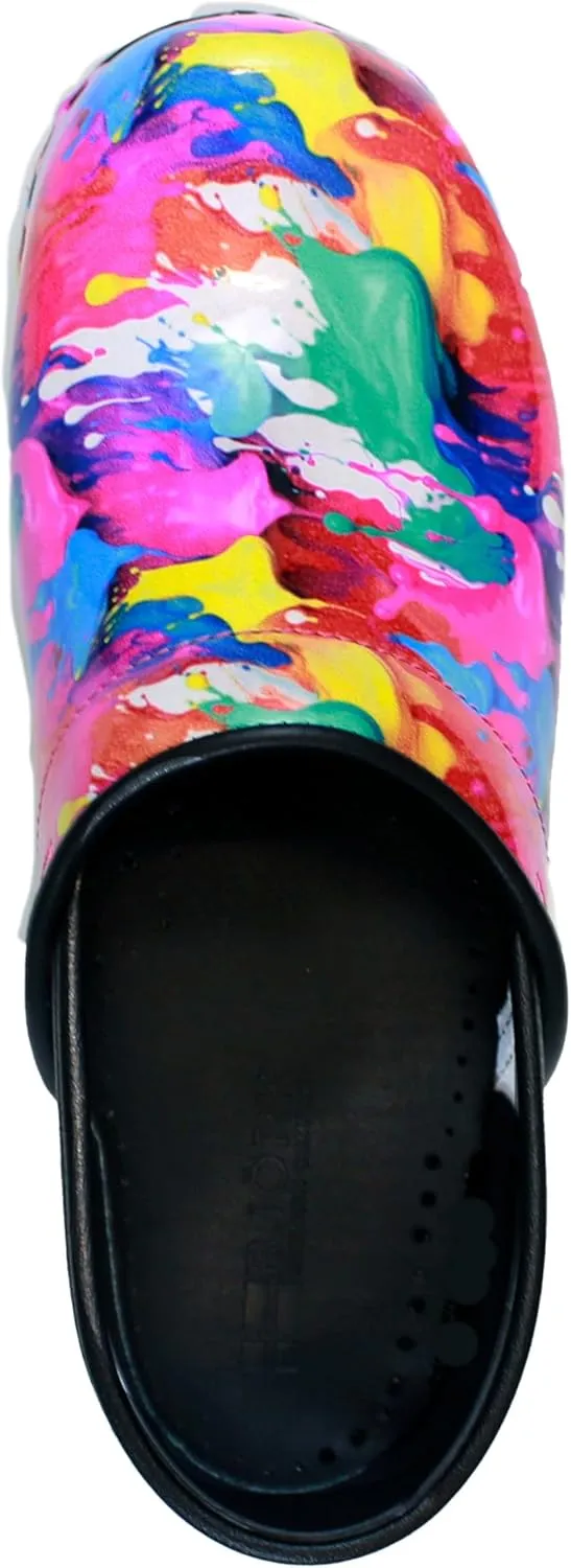 BJORK Swedish Comfort Women's Professional Printed Leather Clogs