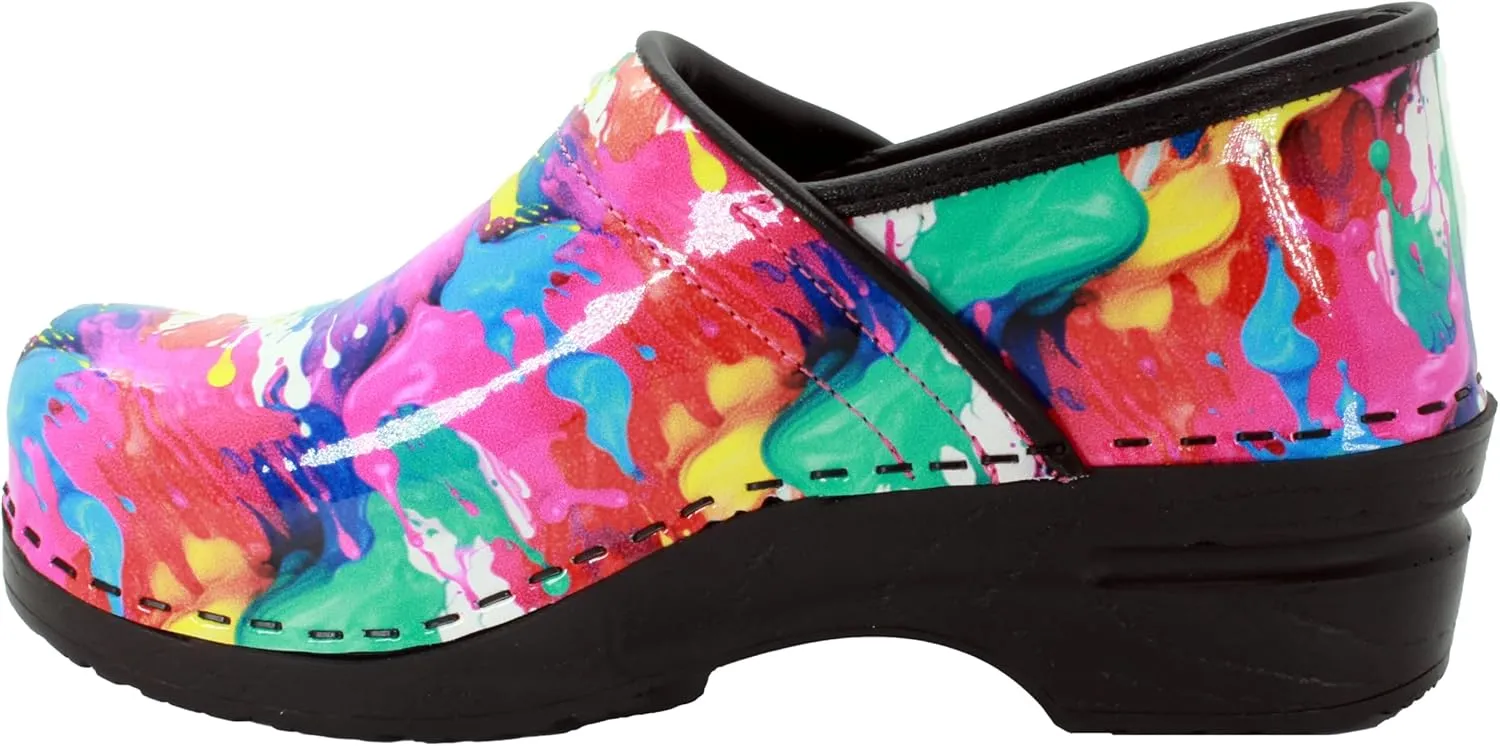 BJORK Swedish Comfort Women's Professional Printed Leather Clogs