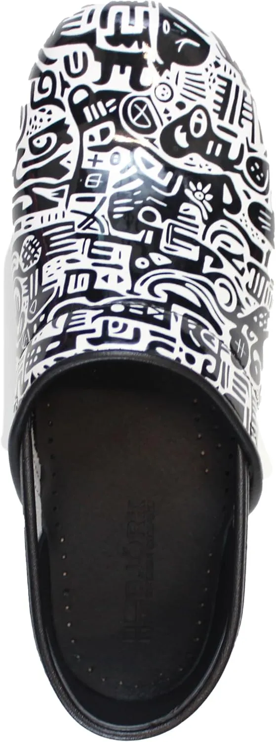 BJORK Swedish Comfort Women's Professional Printed Leather Clogs