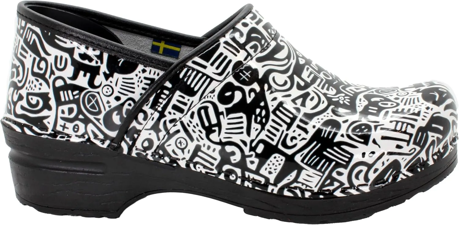 BJORK Swedish Comfort Women's Professional Printed Leather Clogs