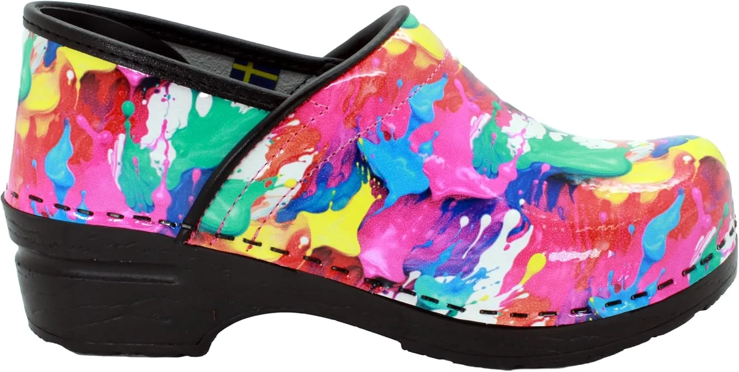 BJORK Swedish Comfort Women's Professional Printed Leather Clogs