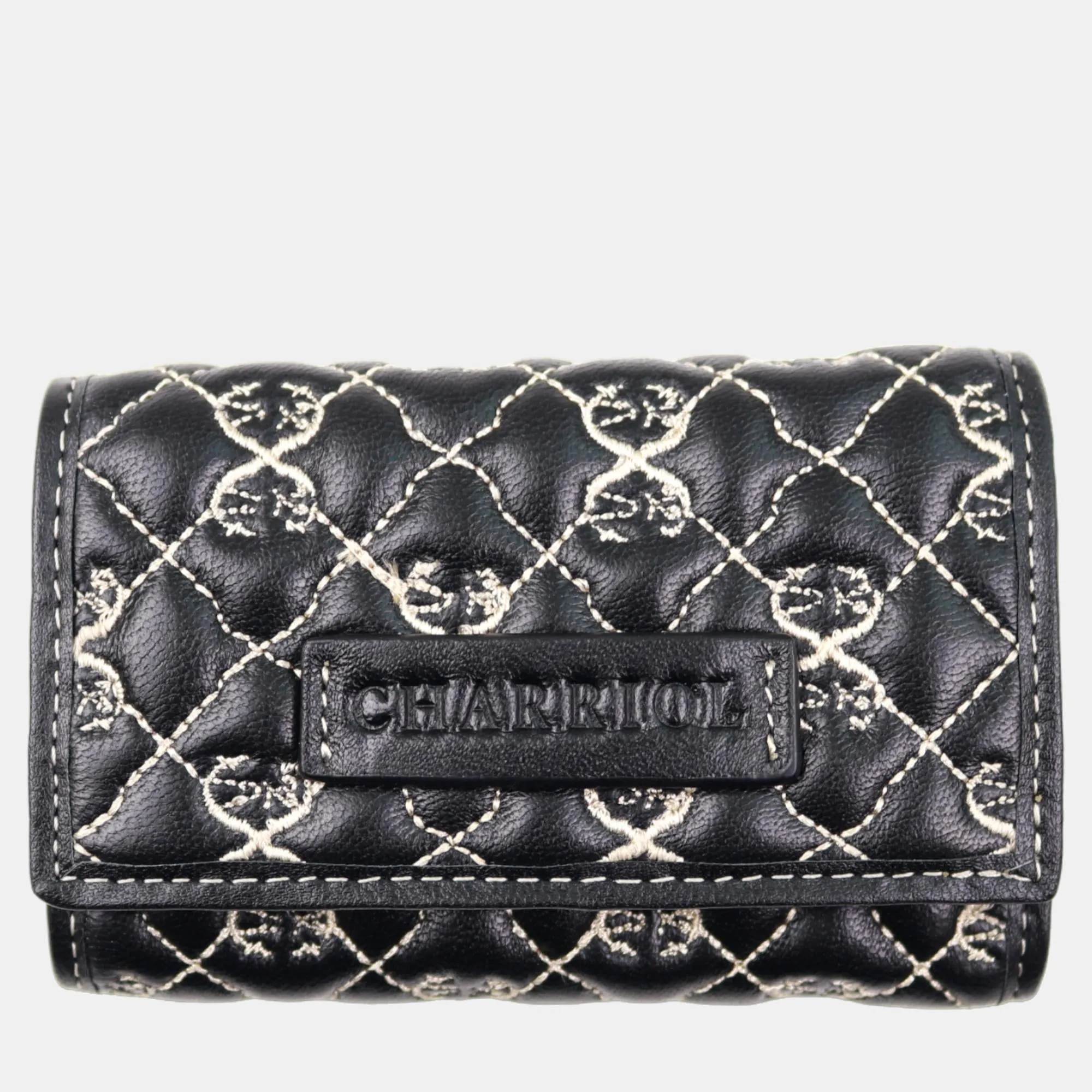 Black / Beige Leather Quilted Purses