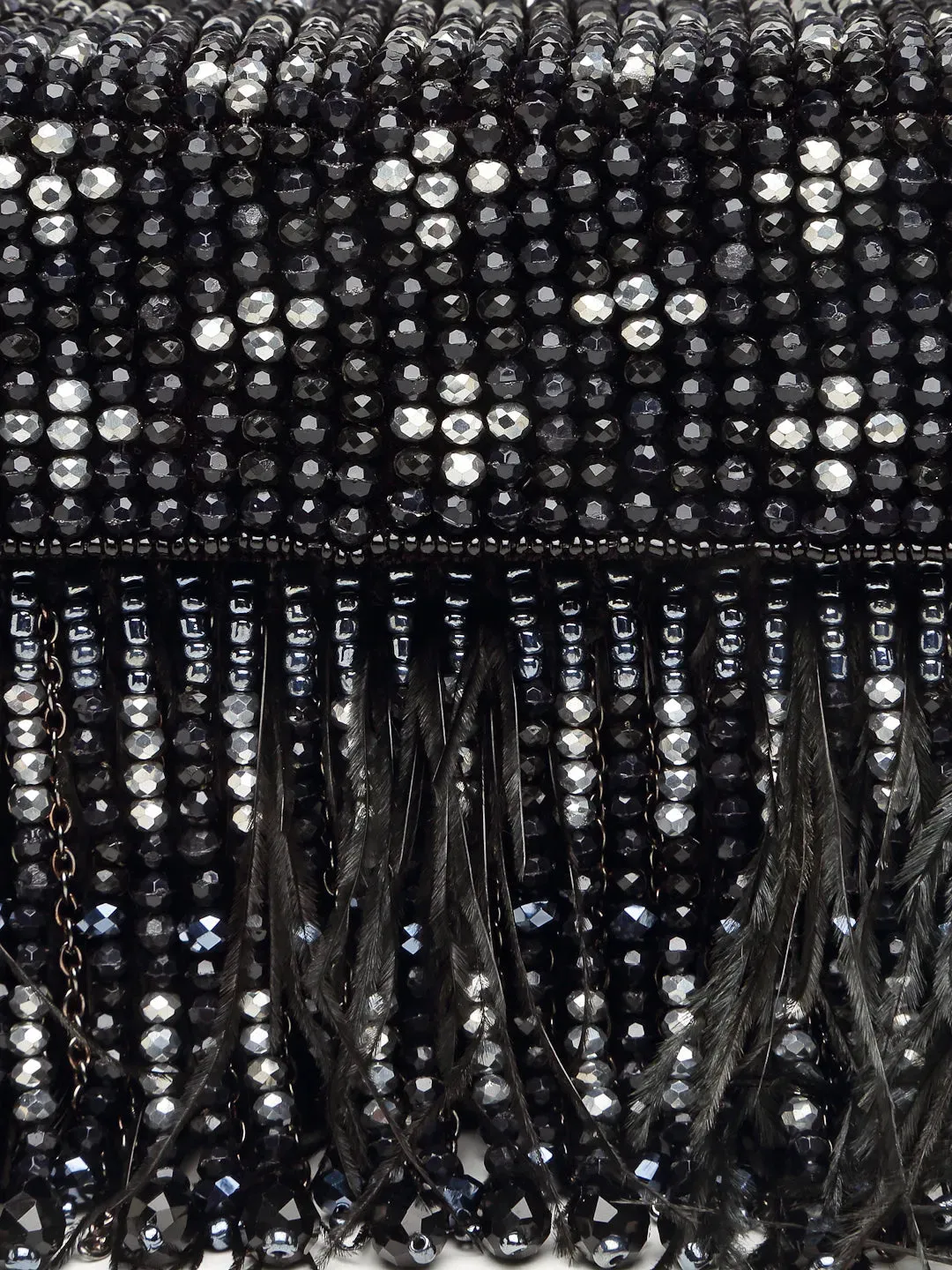 Black Feathered Box Clutch