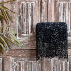 Black Fringes Statement Clutch