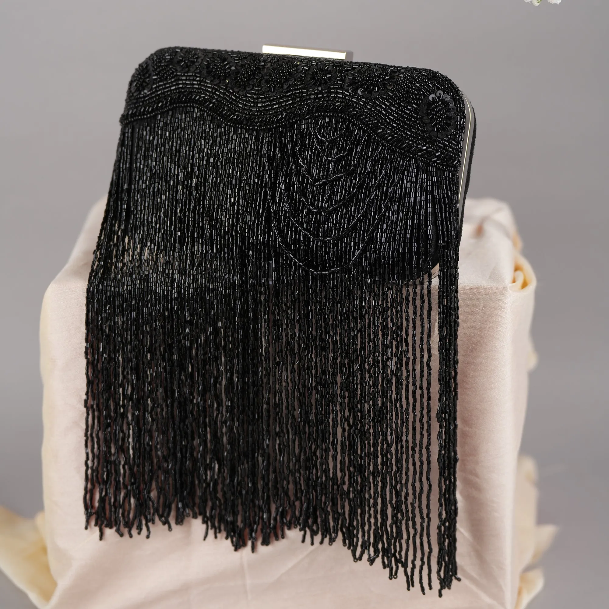 Black Fringes Statement Clutch