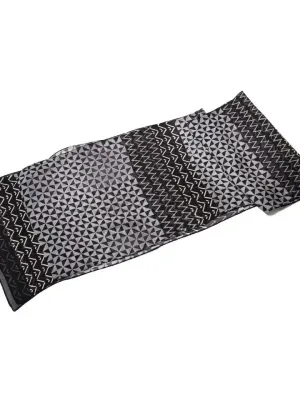 Black Ivory Grey Chiffon Sheer Scarf