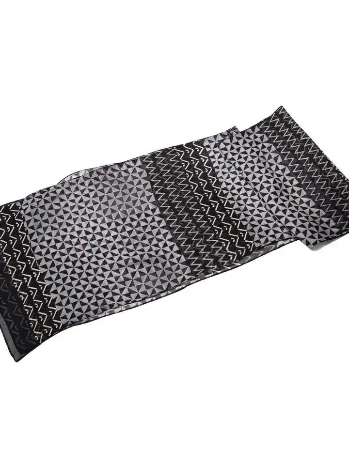 Black Ivory Grey Chiffon Sheer Scarf