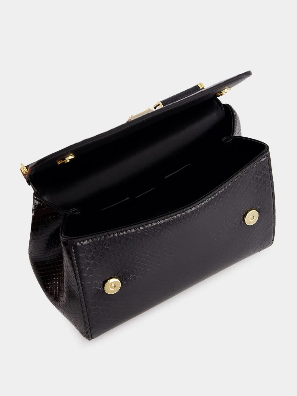 Black Medium Python Sicily Bag
