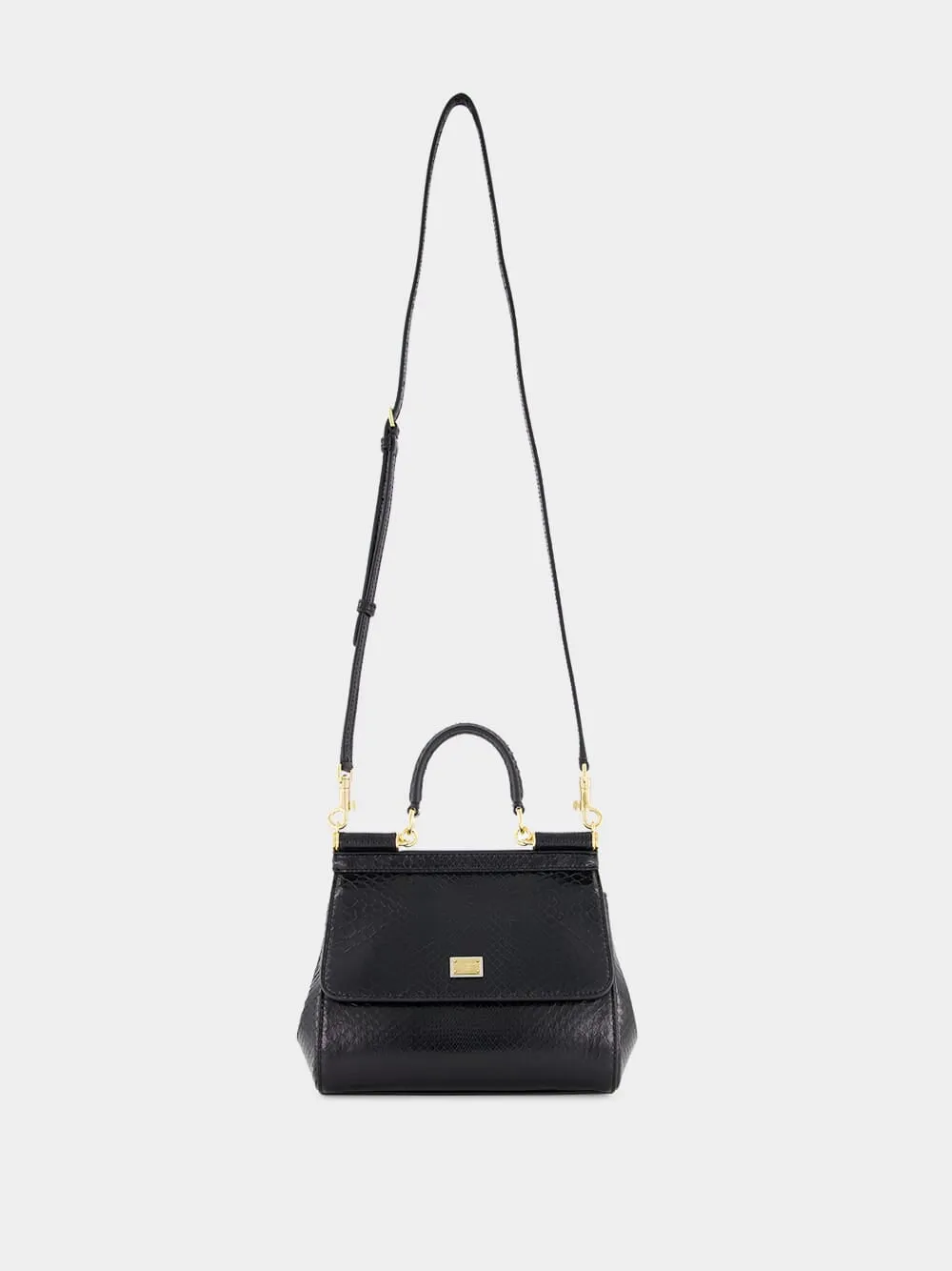 Black Medium Python Sicily Bag