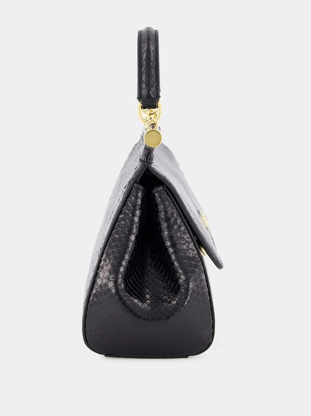 Black Medium Python Sicily Bag