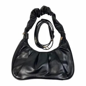 Black Ruched Purse With Short and Long Strap