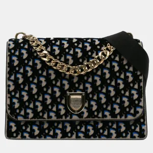 Black Velvet Oblique Diorama Shoulder Bag