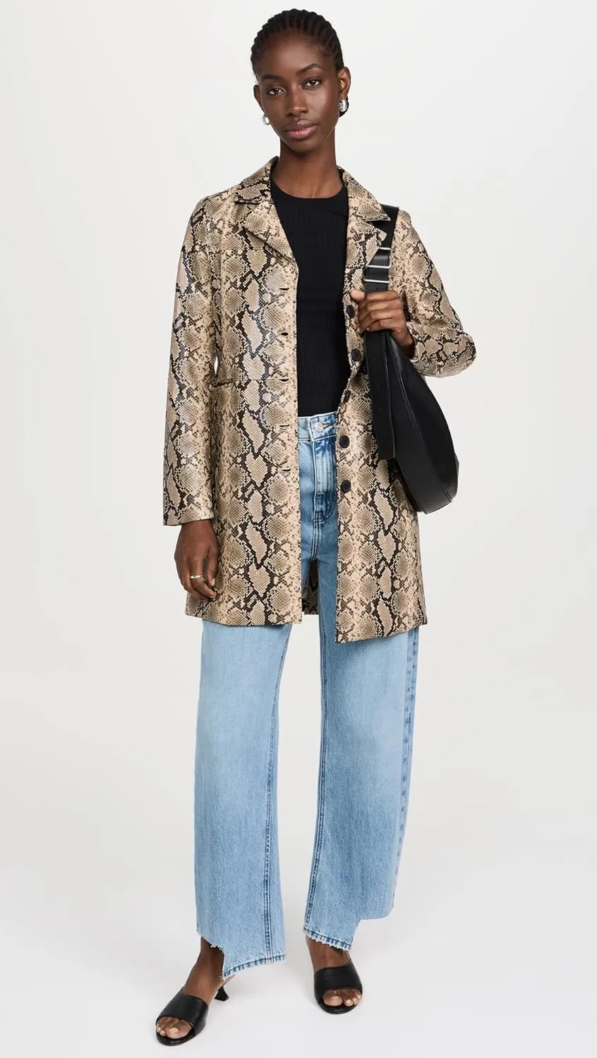 [BLANKNYC] Womens Leather Snake Skin Trench Coat