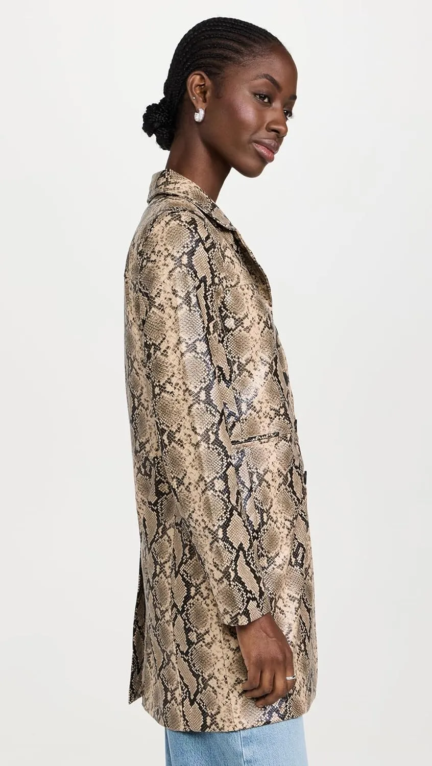 [BLANKNYC] Womens Leather Snake Skin Trench Coat