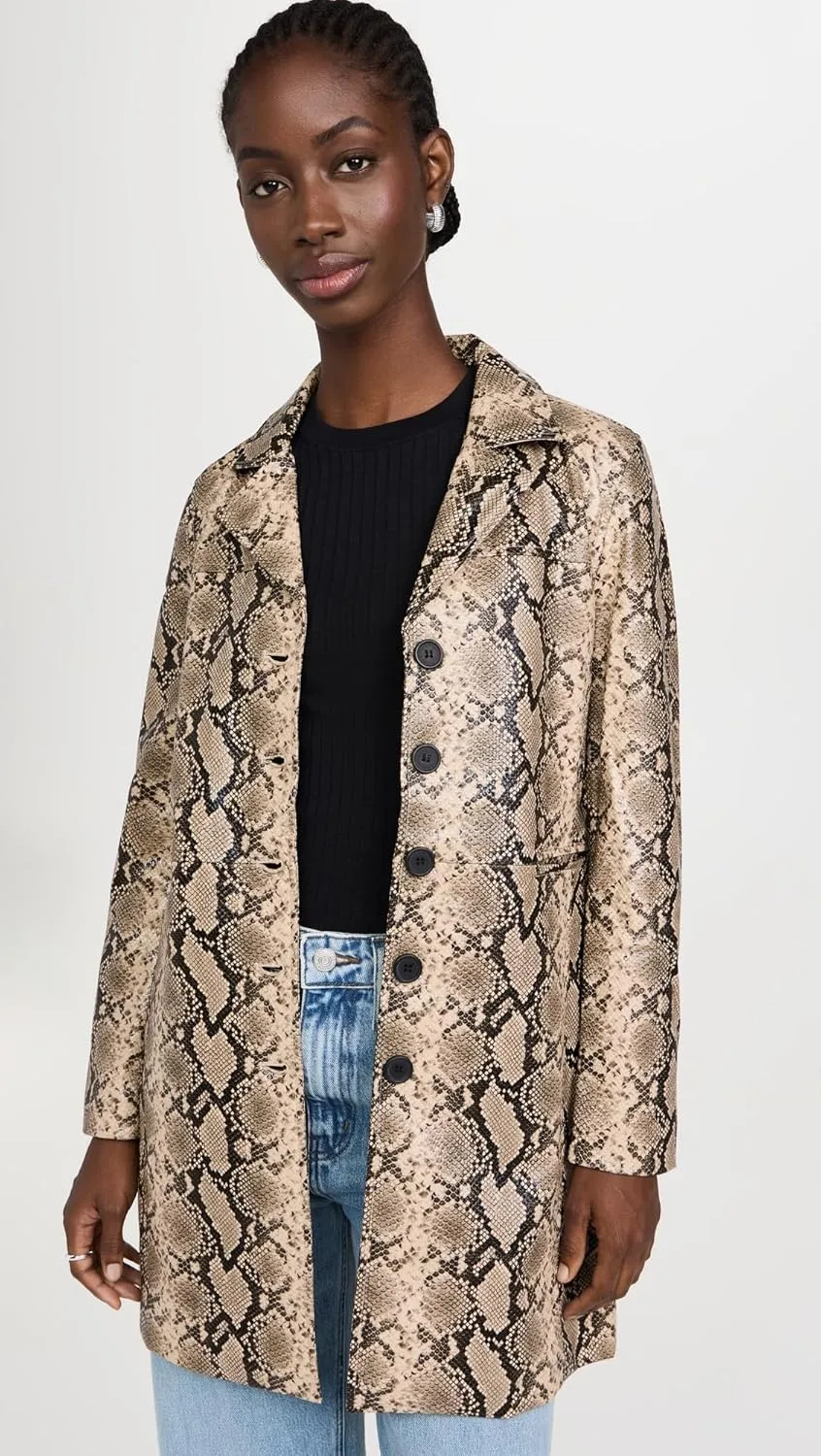 [BLANKNYC] Womens Leather Snake Skin Trench Coat