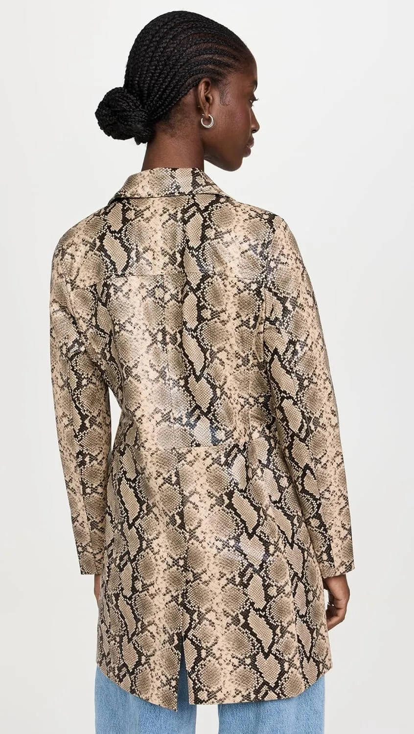 [BLANKNYC] Womens Leather Snake Skin Trench Coat