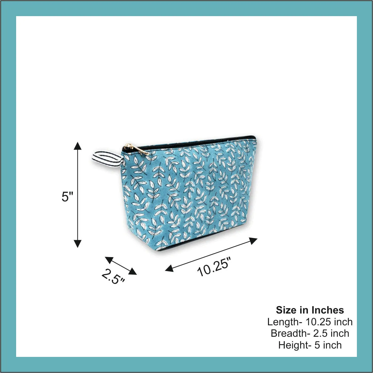 Blue Garden Block Printed Pouch