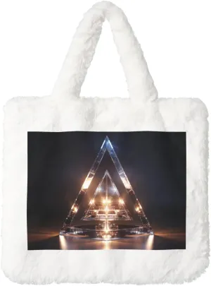 Blue Hexagons and Diamonds Print Handbag Plush Tote Bag Women Ladies Tote Purse Handbag Fluffy Shopping Dating Bag