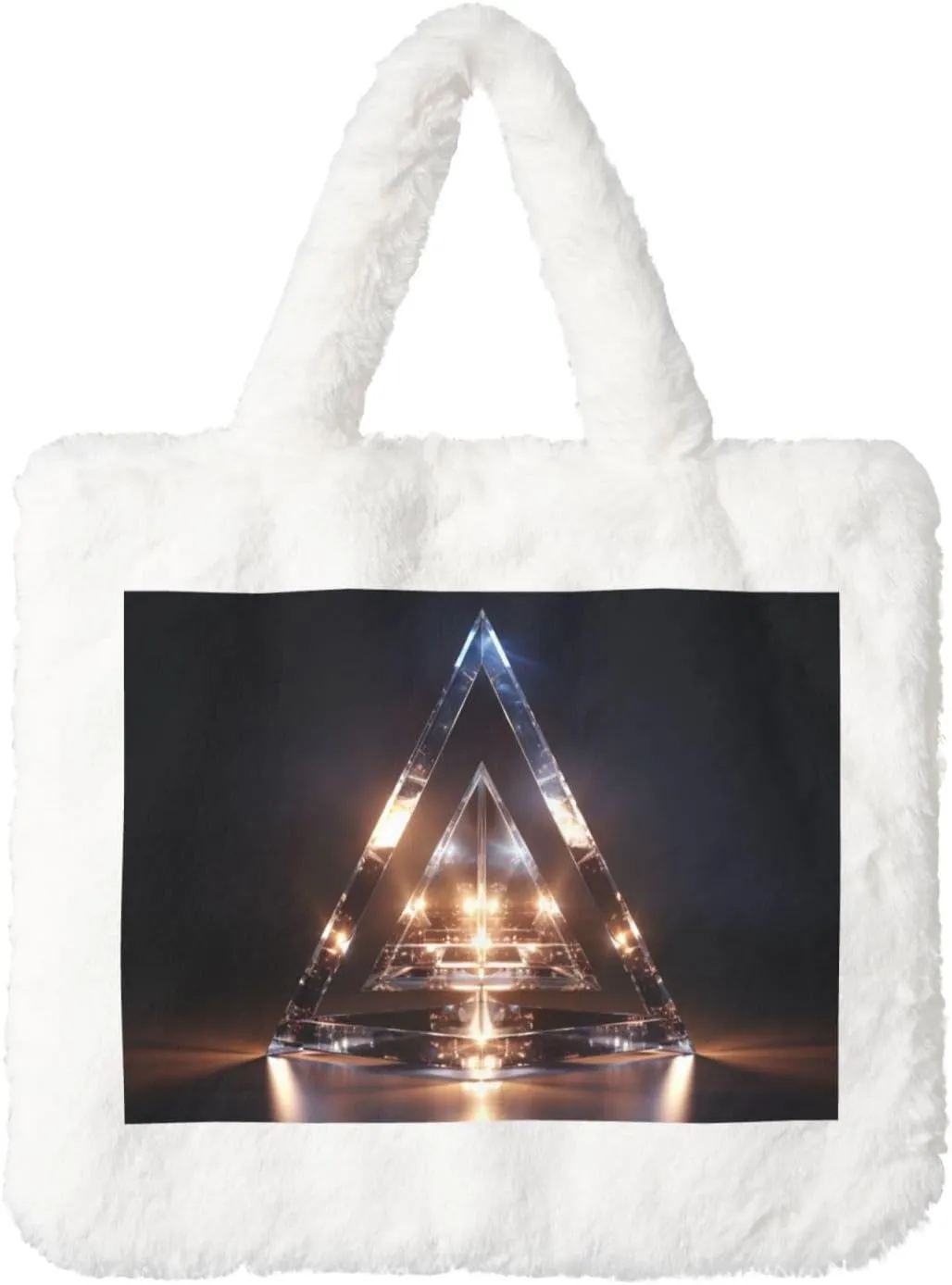 Blue Hexagons and Diamonds Print Handbag Plush Tote Bag Women Ladies Tote Purse Handbag Fluffy Shopping Dating Bag