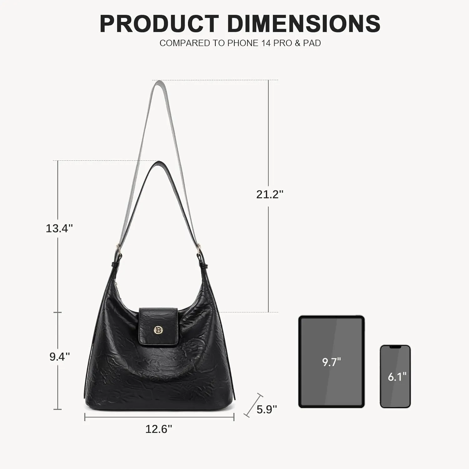 BOSTANTEN Women Leather Handbag Designer Large Hobo Purses Shoulder Bag Brown