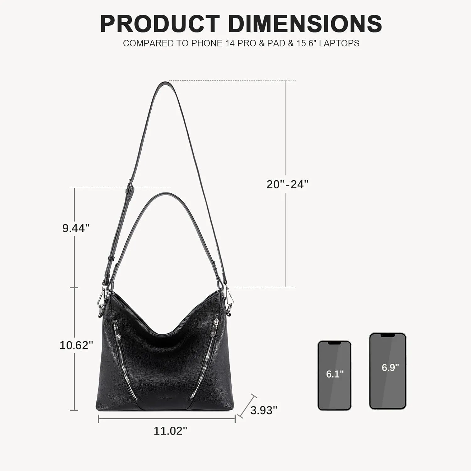 BOSTANTEN Women Leather Handbag Designer Large Hobo Purses Shoulder Bag Brown