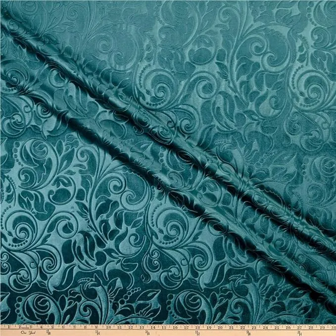 Brocade Scroll Velvet Fabric, 58 Inch in Width, Ideal Embossed Material for Home Décor