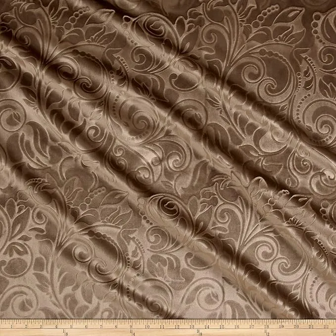 Brocade Scroll Velvet Fabric, 58 Inch in Width, Ideal Embossed Material for Home Décor