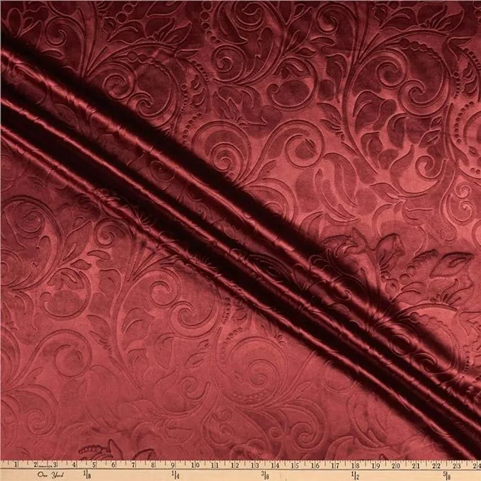 Brocade Scroll Velvet Fabric, 58 Inch in Width, Ideal Embossed Material for Home Décor