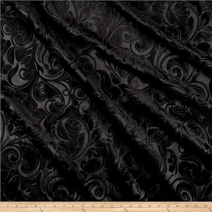 Brocade Scroll Velvet Fabric, 58 Inch in Width, Ideal Embossed Material for Home Décor