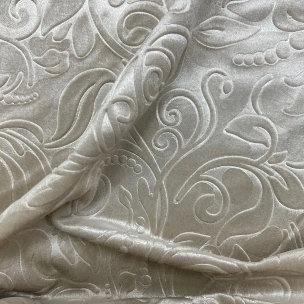 Brocade Scroll Velvet Fabric, 58 Inch in Width, Ideal Embossed Material for Home Décor