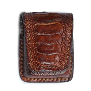 Brown Ostrich Foot Skin Lighter Bag; Flip Leather Lighter Bag Cover