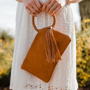 Brown Tassel Wristlet/Clutch