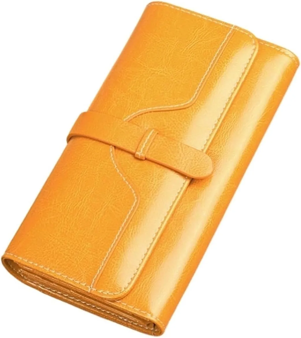 Business Card Cases Women's Purses Cowhide Wallets Blocking Wallets Money Organisers Leather Money Clips Handbags (Size : Yellow)