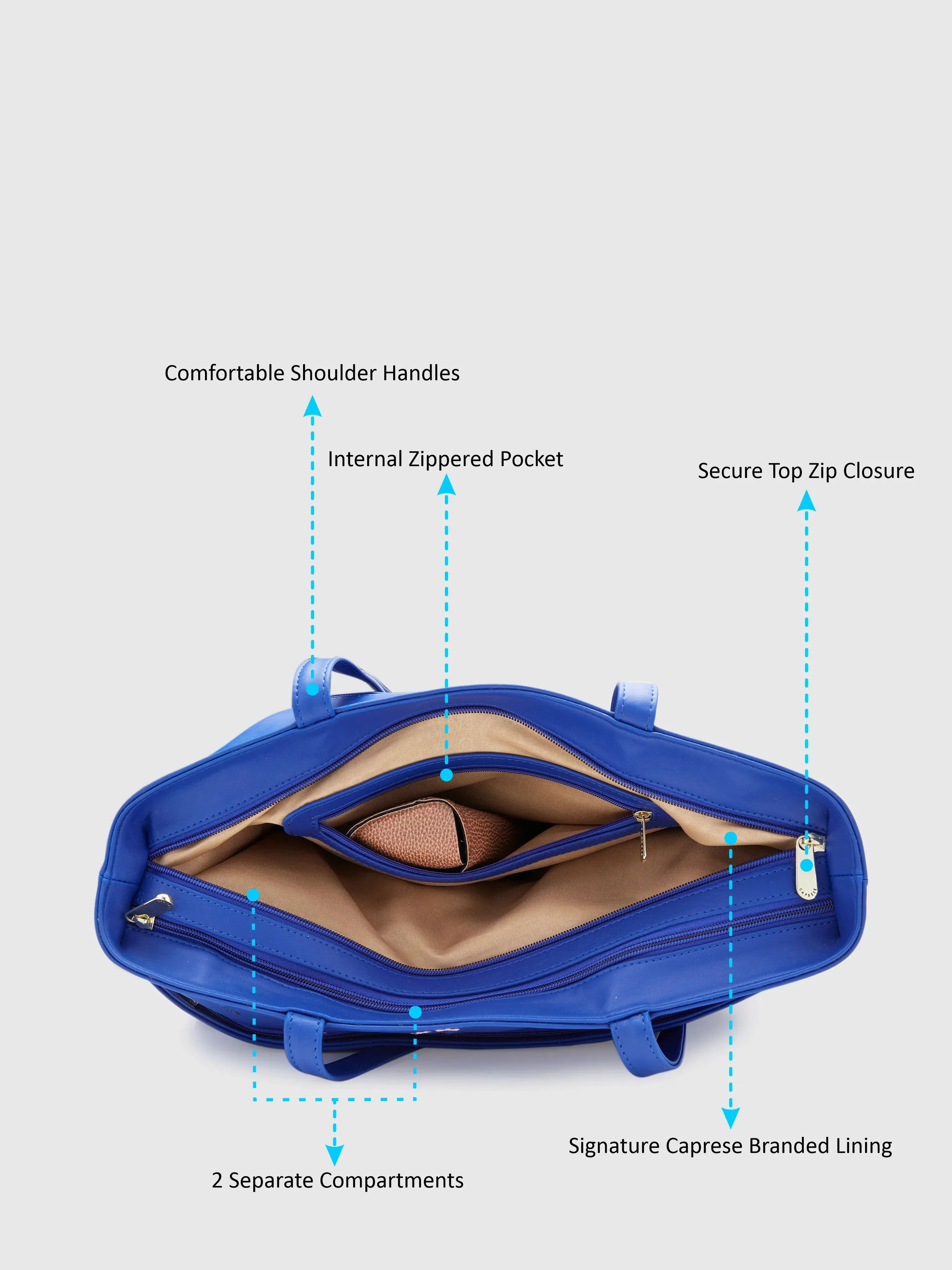 Caprese Adah Large Blue Tote Bag