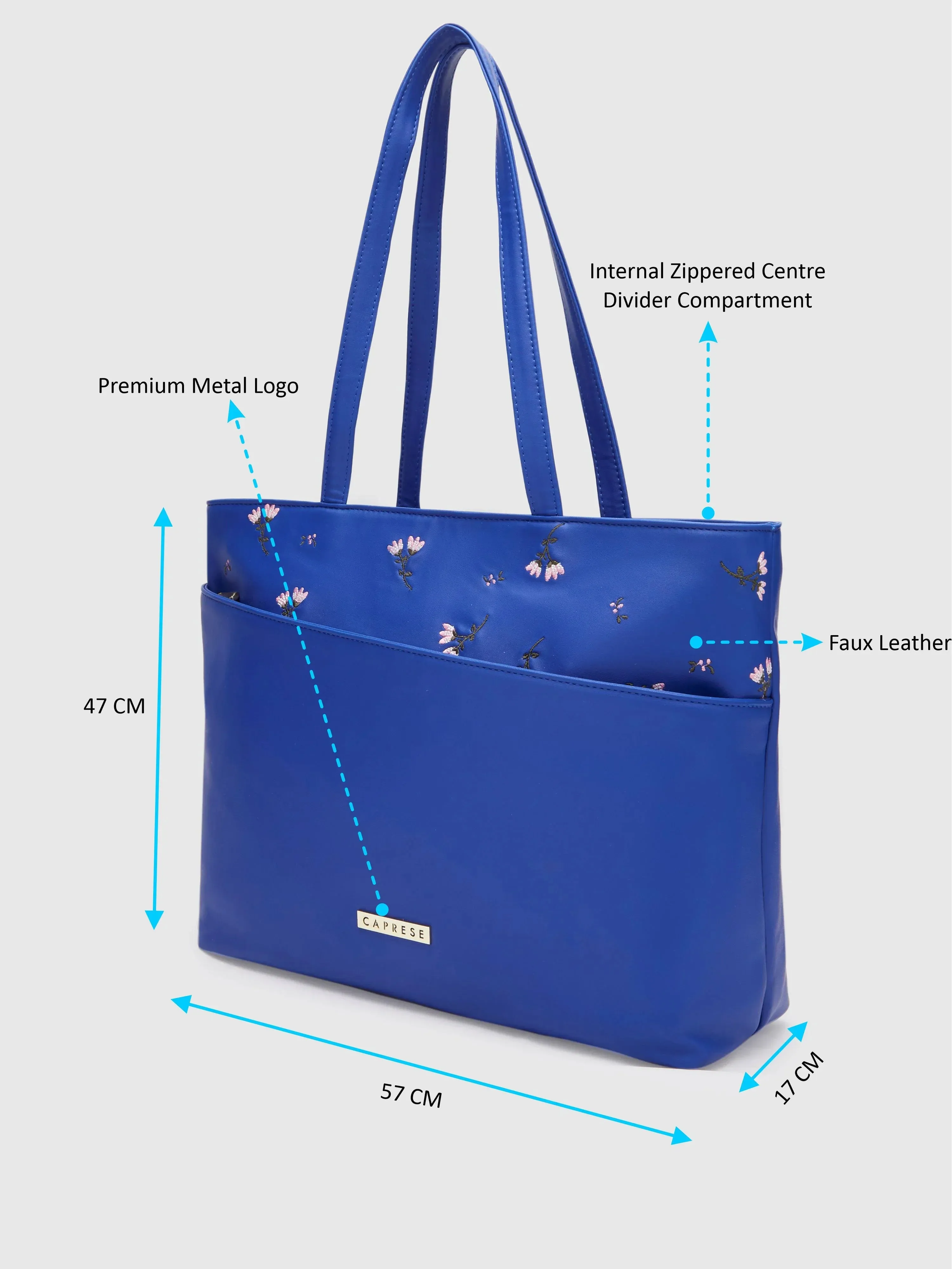 Caprese Adah Large Blue Tote Bag