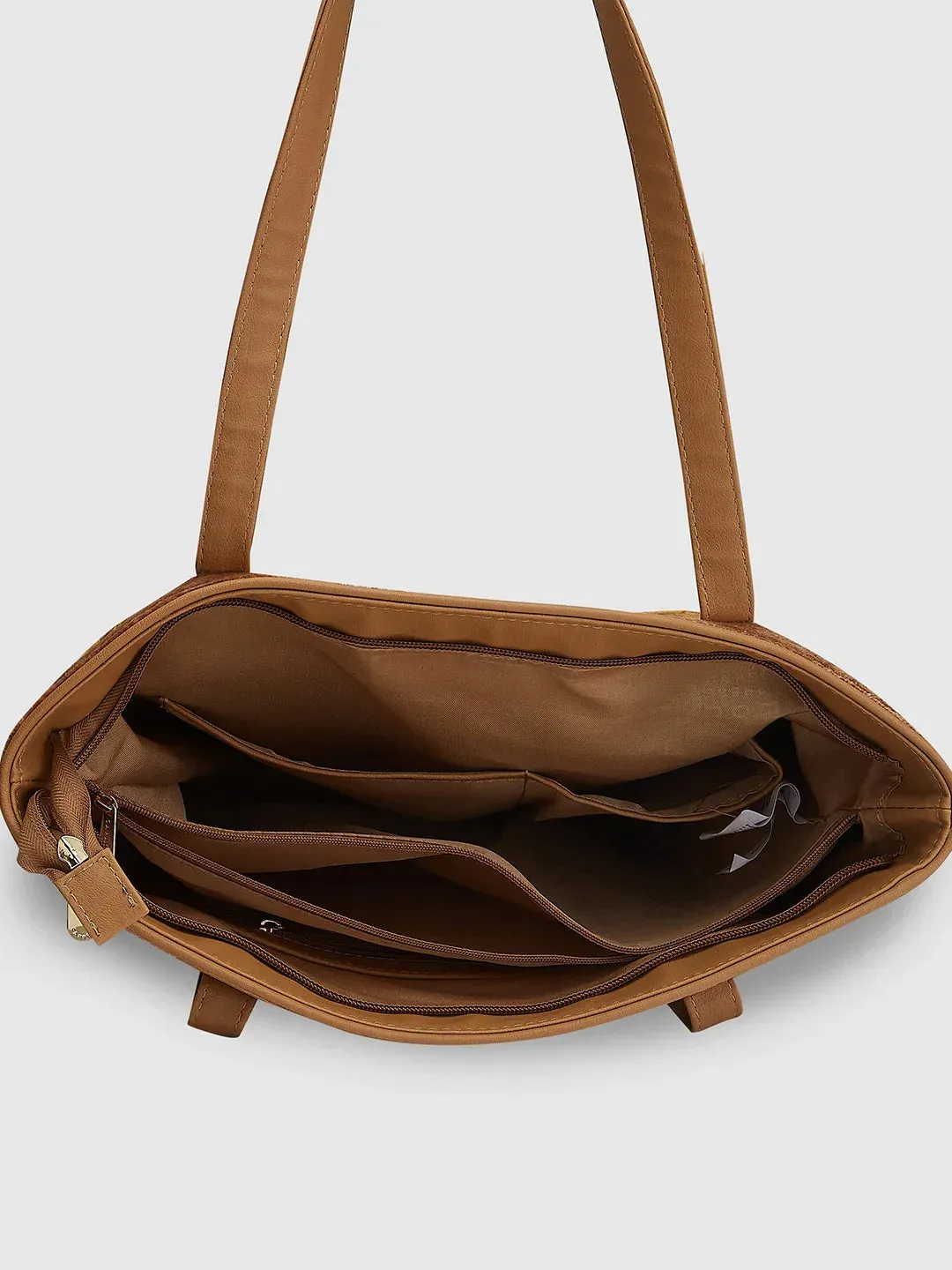 Caprese Tresna Embroidery Fawn Tote Handbag