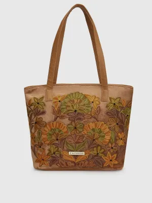 Caprese Tresna Embroidery Fawn Tote Handbag