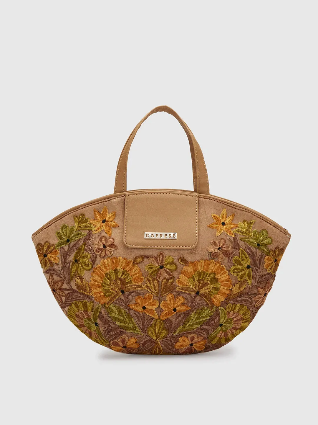 Caprese Tresna Embroidery Fawn Tote Handbag