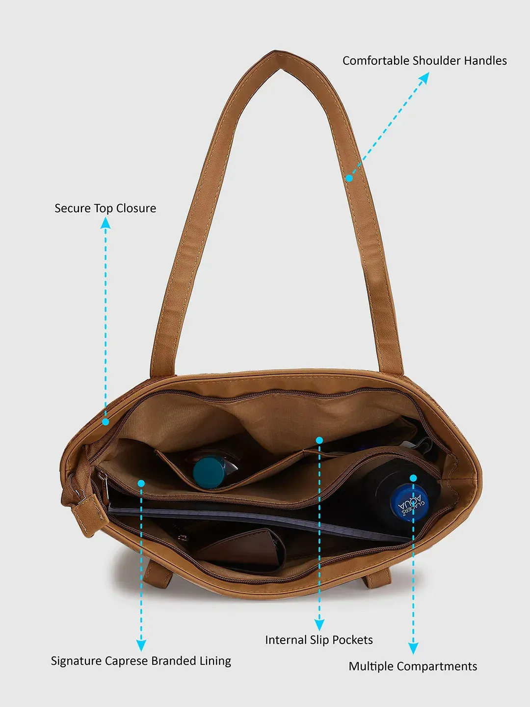 Caprese Tresna Embroidery Fawn Tote Handbag