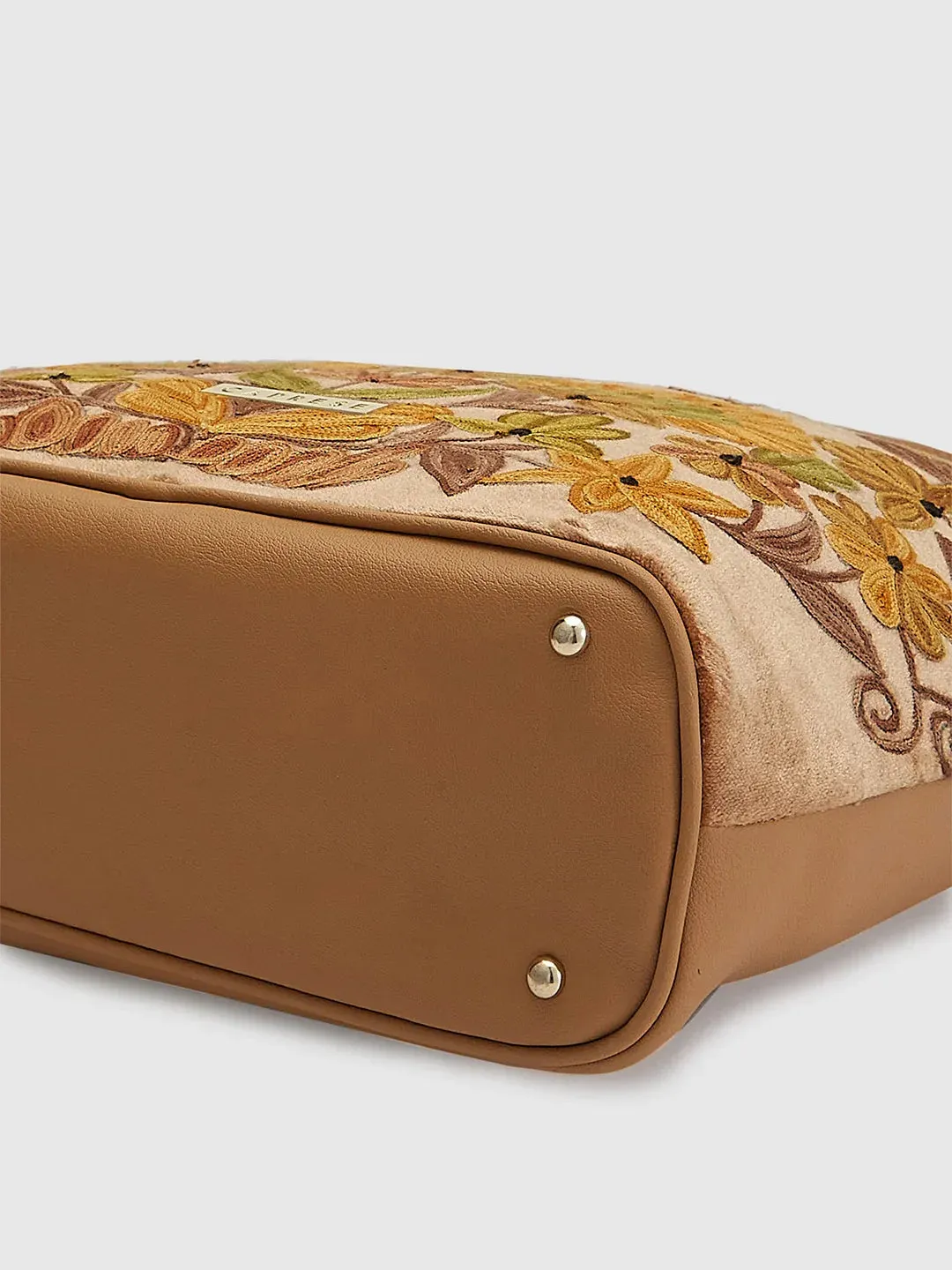 Caprese Tresna Embroidery Fawn Tote Handbag