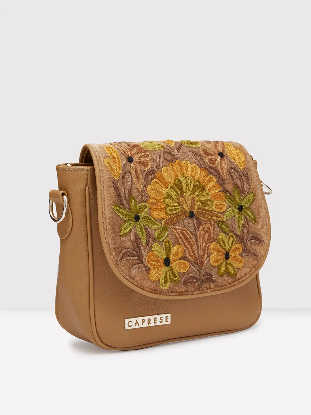 Caprese Tresna Large Embroidery Fawn Sling Bag