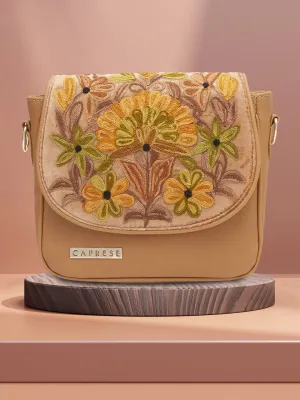 Caprese Tresna Large Embroidery Fawn Sling Bag