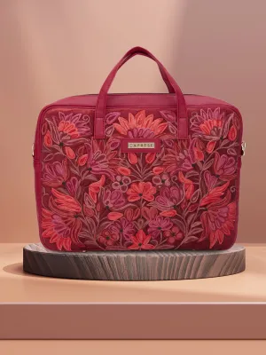 Caprese Tresna Large Maroon Laptop Tote Bag